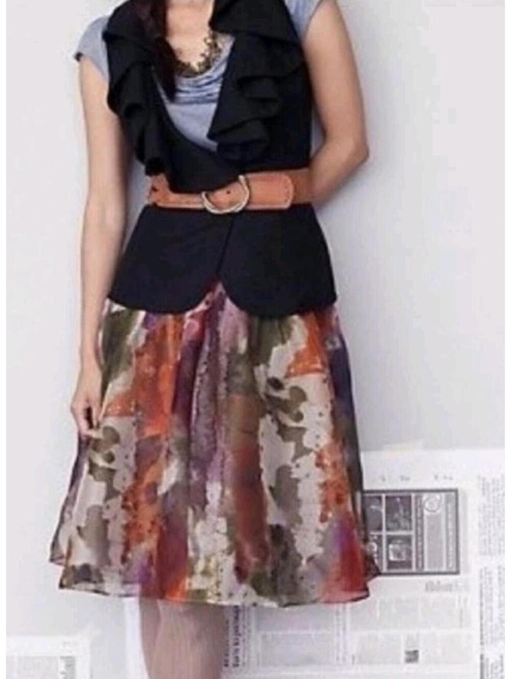 Edme & Esyllte Women's Skirt Anthropologie Size 2 Organza Multicolor Abstract #1